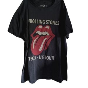 The Rolling Stones Tour T Shirt Men's Size XXL Black 1975 Logo Cotton